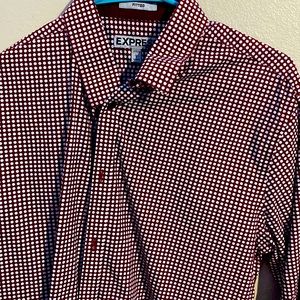 Express red and white dress shirt